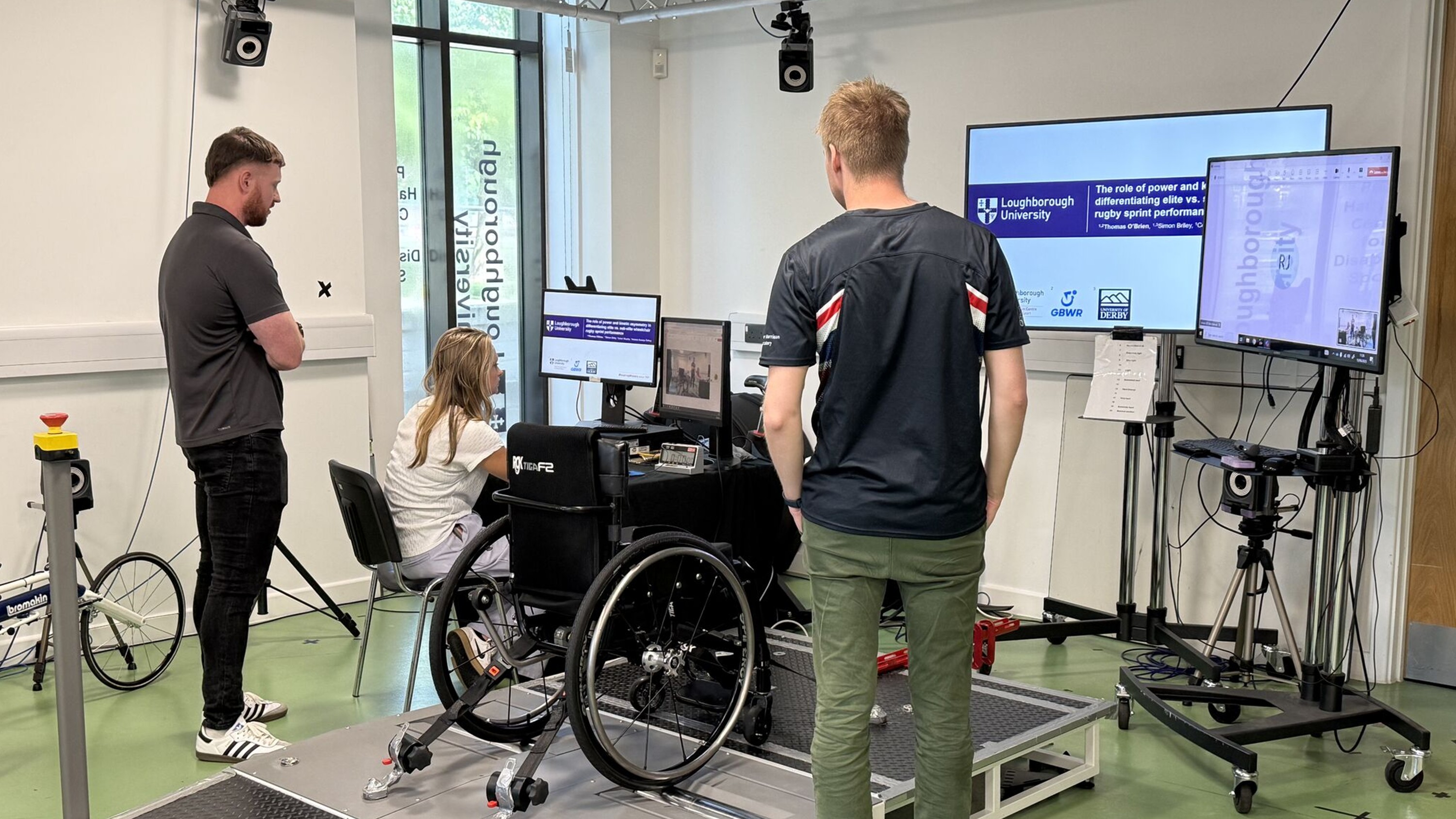 Para sport researchers in a laboratory